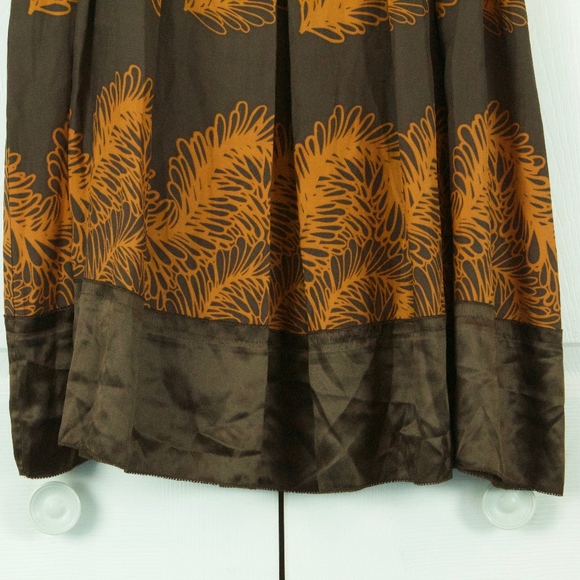 NWOT J. Jill Brown Orange Automn 100% Silk Pleated Accordion Skirt Size 12 P - Picture 3 of 7